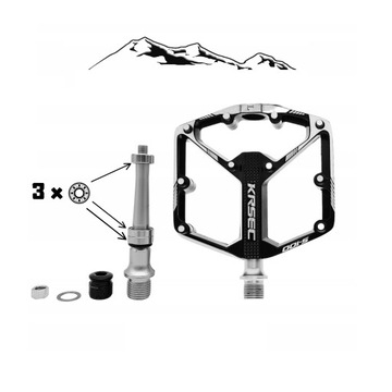 Велосипедные педали на платформе, алюминий, 3 подшипника, черные