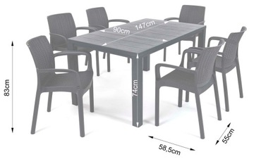 Стол и стулья Bali Mono для садовой мебели Terrace Julie 6 человек