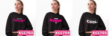 Wygodna Krótka Cropped Bluza FUCK DOWN Wzory - M