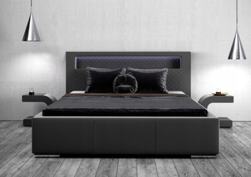 Łóżko Sypialniane Tapicerowane LED 160x200 Materac