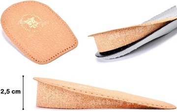 41/46 MĘSKIE BEŻOWE PODPIĘTKI KORKOWE SKÓRZANE PODWYŻSZAJĄCE 2,5 CM + 25 MM