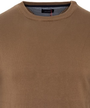 ЭЛЕГАНТНЫЙ СВИТЕР ВЫСОКОКАЧЕСТВЕННЫЙ 100% ХЛОПОК С ВЫРЕЗОМ КОРИЧНЕВЫЙ M