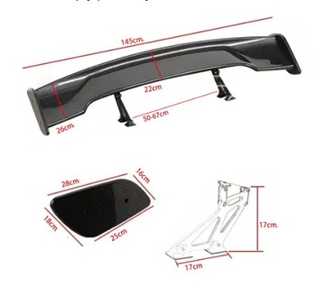 ЗАДНИЙ СПОЙЛЕР УНИВЕРСАЛЬНЫЙ УГЛЕРОДНЫЙ УЗОР ГЛЯНЦЕВЫЙ ЧЕРНЫЙ УГЛЕРОДНЫЙ 145см