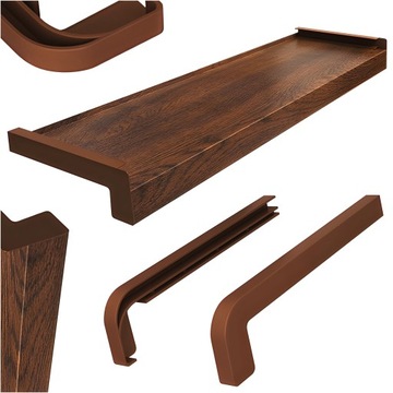 PARAPET ZEWNĘTRZNY STALOWY STAL LAMINAT ORZECH 22,5 CM + BOCZKI