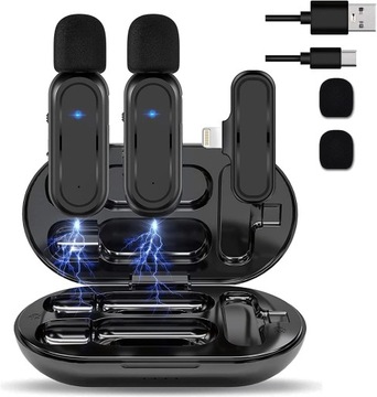 2 БЕСПРОВОДНЫХ МИКРОФОНА ДЛЯ IPHONE + ЧЕХОЛ