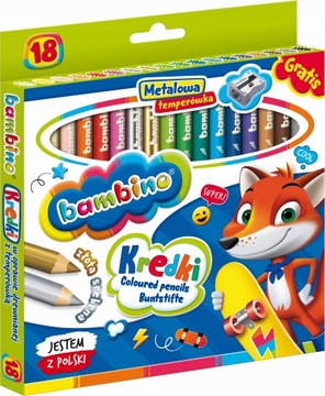 Деревянные мелки с точилкой. 18 цветов. Бамбино