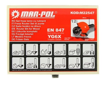 НАБОР ИЗ 12 ФРЕЗ ДЛЯ ДЕРЕВА 8ММ