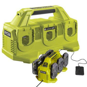 RYOBI 6-PORTOWA ŁADOWARKA 18 V 4A ONE+ RC18640 NA 6 AKUMULATORÓW USB 2A