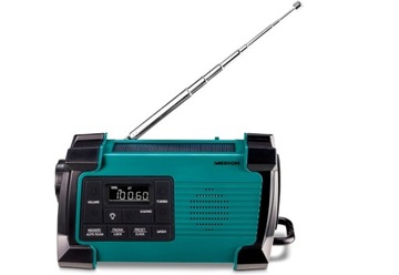 PRZENOŚNE RADIO FM MD44805 AWARYJNE Z KORBĄ DYNAMO SOLARNE LED USB NA RYBY
