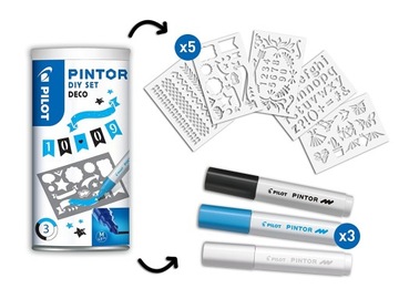PILOT marker PINTOR zestaw 3 sztuki + szablon
