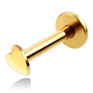 KOLCZYK LABRET SERCE ZŁOTY STAL 316L 1,2/8/4