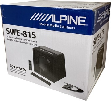 ALPINE SWE-815 ACTIVE BASSREFLEX BOX 300 Вт + ПУЛЬТ ДИСТАНЦИОННОГО УПРАВЛЕНИЯ + КАБЕЛИ