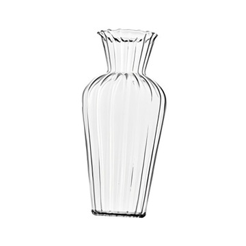 Ваза из прозрачного стекла, настольная ваза в полоску.