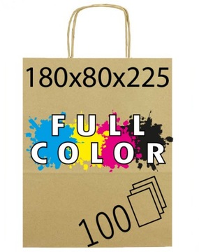 Torba papierowa z kolorowym nadrukiem TWOJE LOGO S180x80x225mm 100szt CMYK
