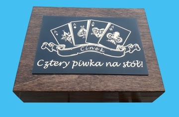Коробка для карт + гравировка на латуни + карты