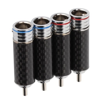 4 шт., хромированный аудиоразъем RCA из углеродного волокна, диаметр 8 мм JL