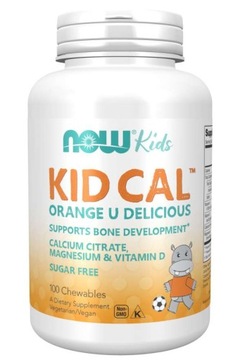 NOW KID CAL 100 CHEWABLES DO SSANIA DLA DZIECI WAPŃ MAGNEZ WITAMINA A D