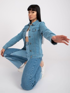 Kurtka damska jeansowa z zapięciem na guziki - XL