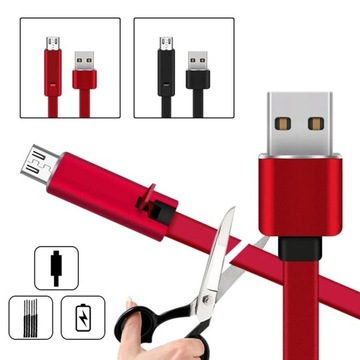 Возобновляемый USB-кабель для передачи данных Совместимый с USB-кабелем для быстрой зарядки типа C, красный