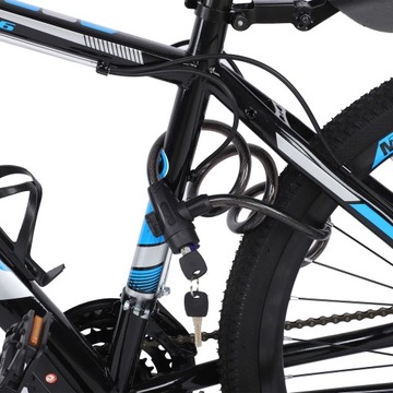 Rowerowa blokada antykradzieżowa ze spiralną stalową linką. Blokada