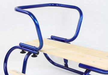 Санки с прикручивающейся спинкой, матрацем + подножками - темно-синие.