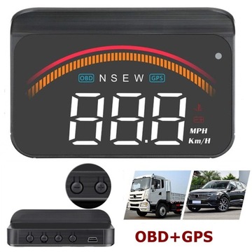 Samochodowy wyświetlacz Head-Up OBD2 GPS Prędkościomierz Wyświetlacz Alarm