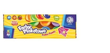Farby plakatowe Astra 12 kol x 20 ml 2 kolory neon