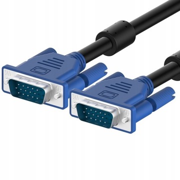 Kabel 2x VGA Do Monitora Przewód 2x D-sub Ferrytowy 1.8m Czarny