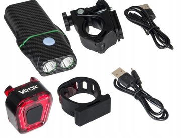 НАБОР ВЕЛОСИПЕДНЫХ ФОНАРОВ ПЕРЕДНЯЯ ЗАДНЯЯ СВЕТОДИОДНАЯ БАТАРЕЯ USB VAYOX