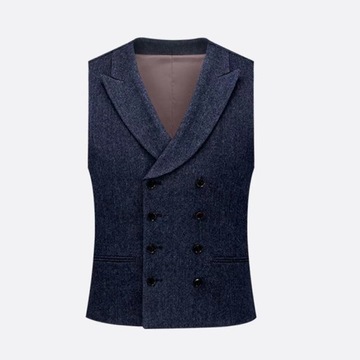 Customizable Men's Vest Wool Herringbone Sleeveles