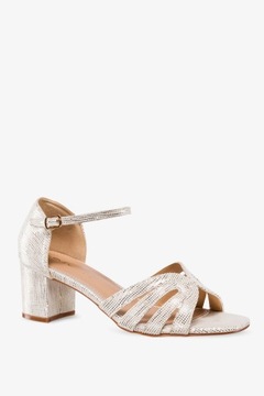 ELEGANCKIE SANDAŁY DAMSKIE OBCAS SŁUPEK ZAKRYTA PIĘTA SKÓRZANA WKŁADKA r 39