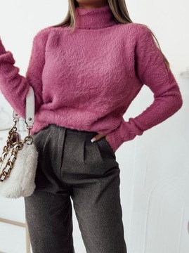 Golf alpaka damski sweter miły ciepły wełna brudny róż (dusty pink) XL/XXL