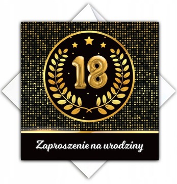 Zaproszenia na 18 Urodziny Osiemnastkę Imię Czarne