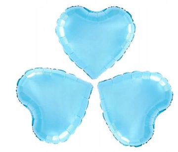 BALON foliowy niebieski serca serduszka 3szt baby shower chrzest urodziny