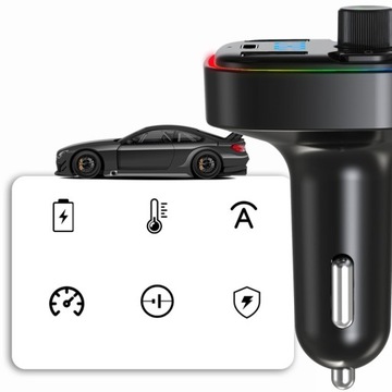 transmiter bluetooth FM samochodowy USB-C,FUNKCJA ROZMOWY AUX QC3.0