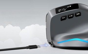 БЕСПРОВОДНАЯ ВЕРТИКАЛЬНАЯ МЫШЬ Аккумулятор 730 мАч USB-C BT 2.4G OLED до 3200 DPI