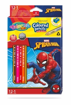 KREDKI ołówkowe trójkątne 12+1 Colorino SPIDERMAN