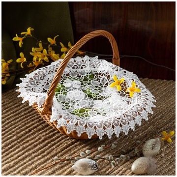 Салфетка БЕЛАЯ ДЛЯ ПАСХАЛЬНОЙ КОРЗИНКИ, 40 см, гипюровое кружево