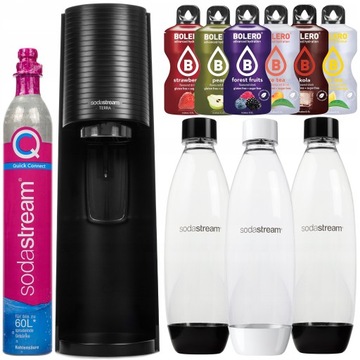SATURATOR SODASTREAM TERRA BLACK 3 BUTELKI + SASZETKI