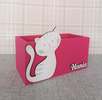 DUŻY przybornik na kredki, 100% DREWNO,IMIĘ gratis