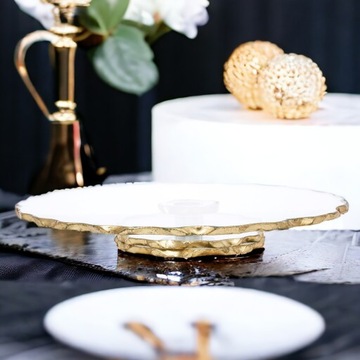 Вращающаяся подставка для торта из золотого стекла, гламурный поднос, 33 см