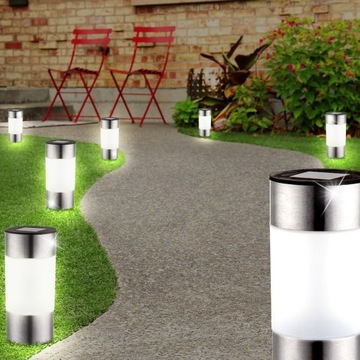 САДОВАЯ ЛАМПА 3 ШТ./КОМПЛ. СВЕТОДИОДНАЯ СОЛНЕЧНАЯ СОЛНЕЧНАЯ СТОЙКА INOX С ЗЕМНЫМ ПРИВОДОМ