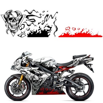 NAKLEJKI na Motocykl MOTYW SNAKE CZASZKA 255x43 cm