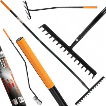 GRABIE OGRODOWE METALOWE 150 cm 16 ZĘBÓW SZEROKIE 42cm MOCNE SOLIDNE GRABKI