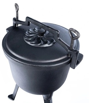 Казан чугунный, Венгерский ОХОТНИЧИЙ ГОРШОК, ВЫПЕЧКА, для костра ГРИЛЬ - 8л