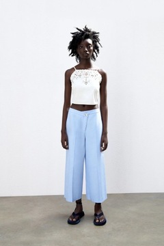 Zara LUŹNE SPODNIE CULOTTE BŁĘKITNE 36/S NOWE