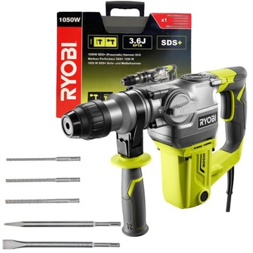 ДРЕЛЬ RYOBI ПЕРОЛОК 1050ВТ 3,6 Дж RSDS1050-K + КОРПУС + ДОЛОТО