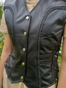 Elegancka skórzana Kamizelka dla Pani z regulacją rzemyki Kapsle Women 2XL