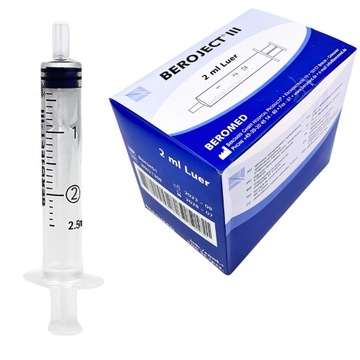 STRZYKAWKI 3 CZĘŚCIOWE INIEKCYJNE LUER 2ml 100szt. BEROJECT III KDM