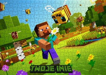 PUZZLE MINECRAFT + IMIĘ DZIECKA GRATIS A4 - 70el